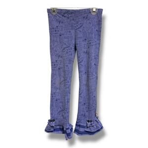 naartjie Girls Ruffle Pants Drawing Raindrops Lavender Picnic Size 8